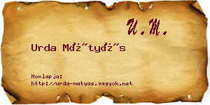 Urda Mátyás névjegykártya